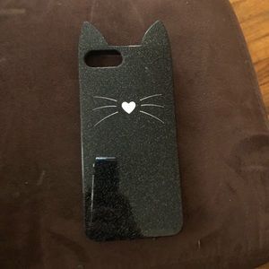 Black glitter cat iPhone 8/7/6 plus case